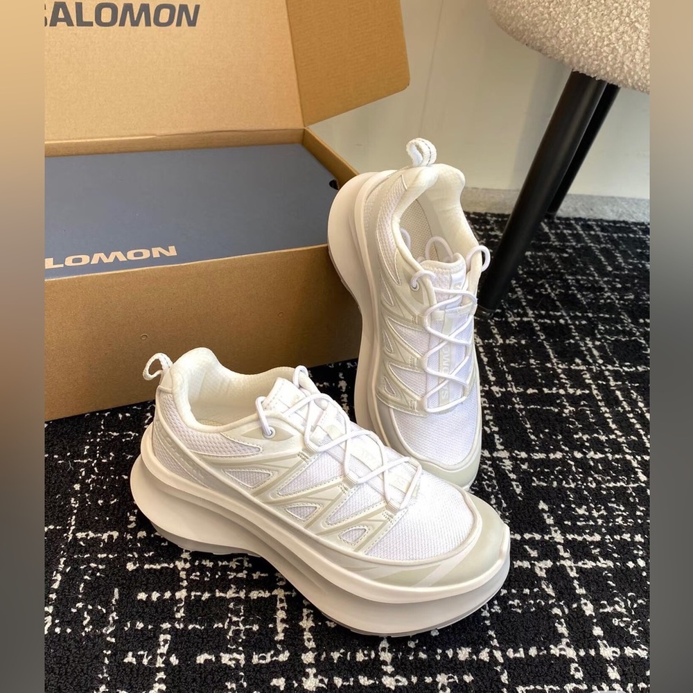 COMME des GARÇONS x Salomon Pulsar Chunky Platform Runner Sneakers Triple White